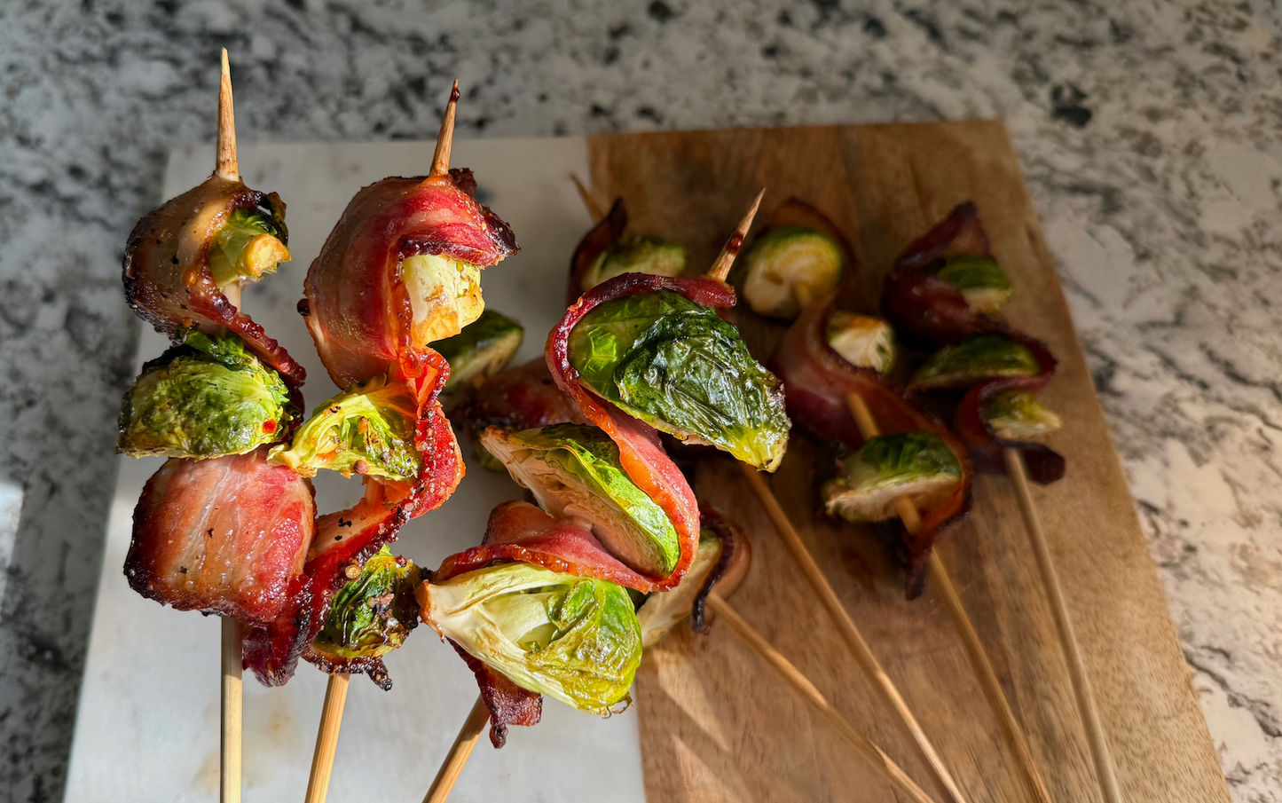 Sweet Chili Bacon Wrapped Brussels Sprouts