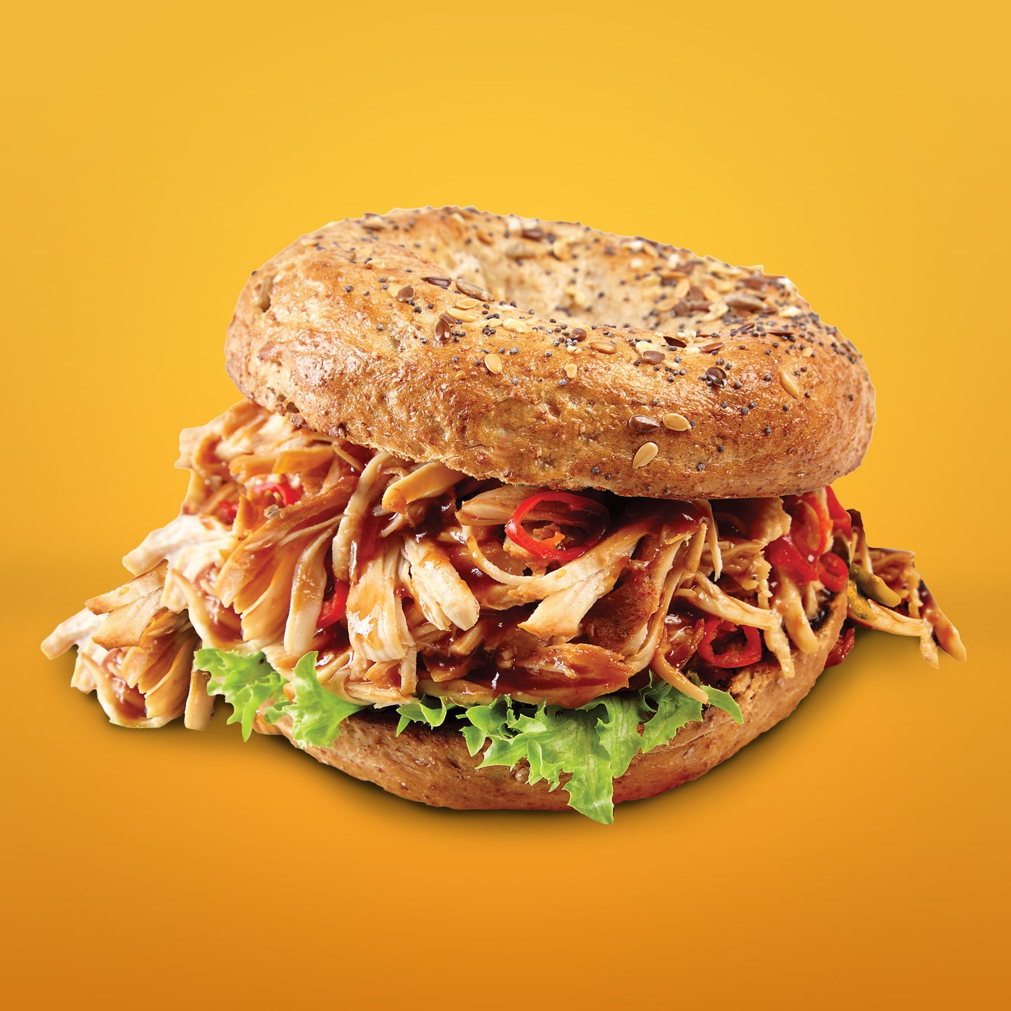 Shredded Chicken Bagel Sandwich