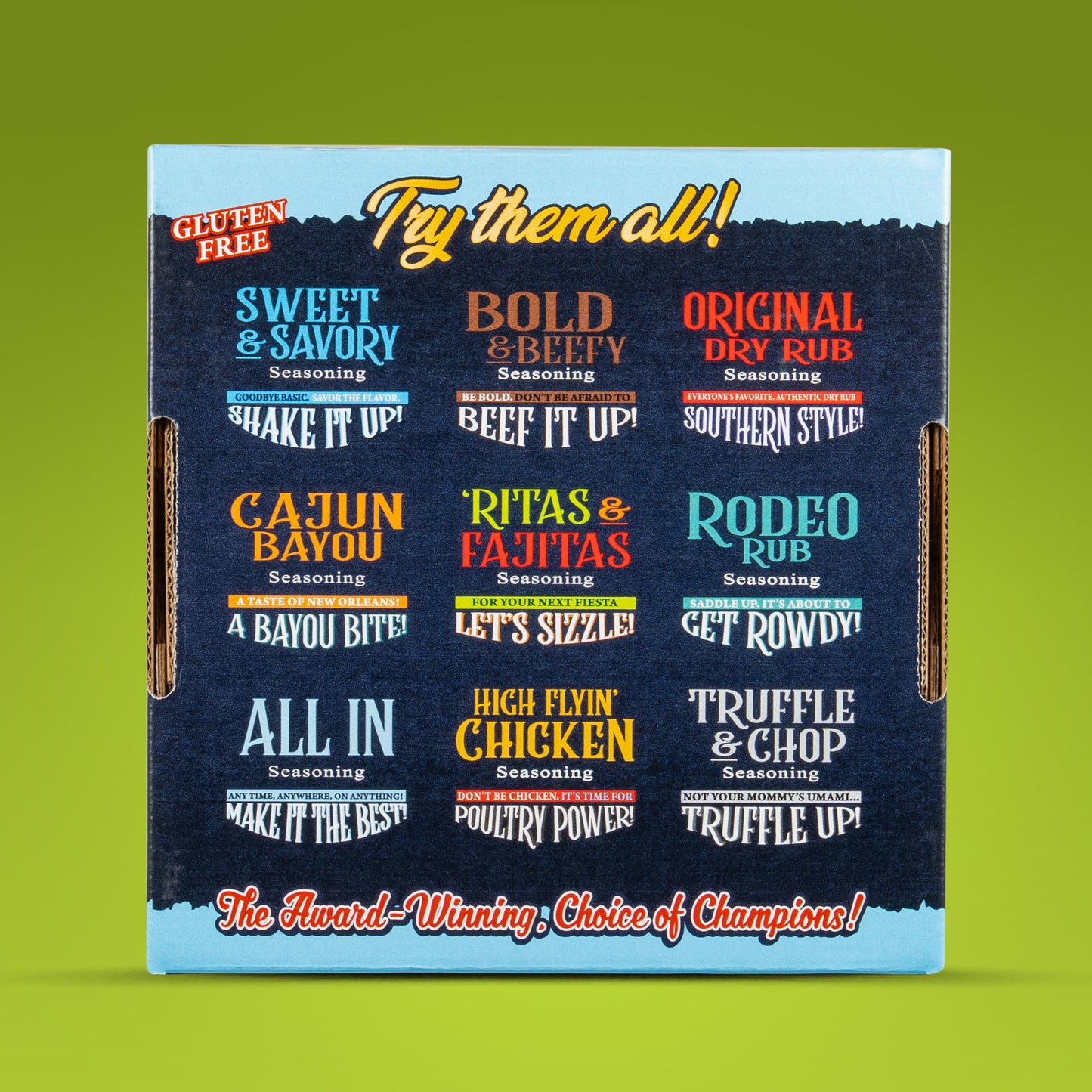 Blues Hog Seasonings BBQ Box  Cajun Bayou, Ritas & Fajitas & Rodeo Rub Variety Pack - Blues Hog