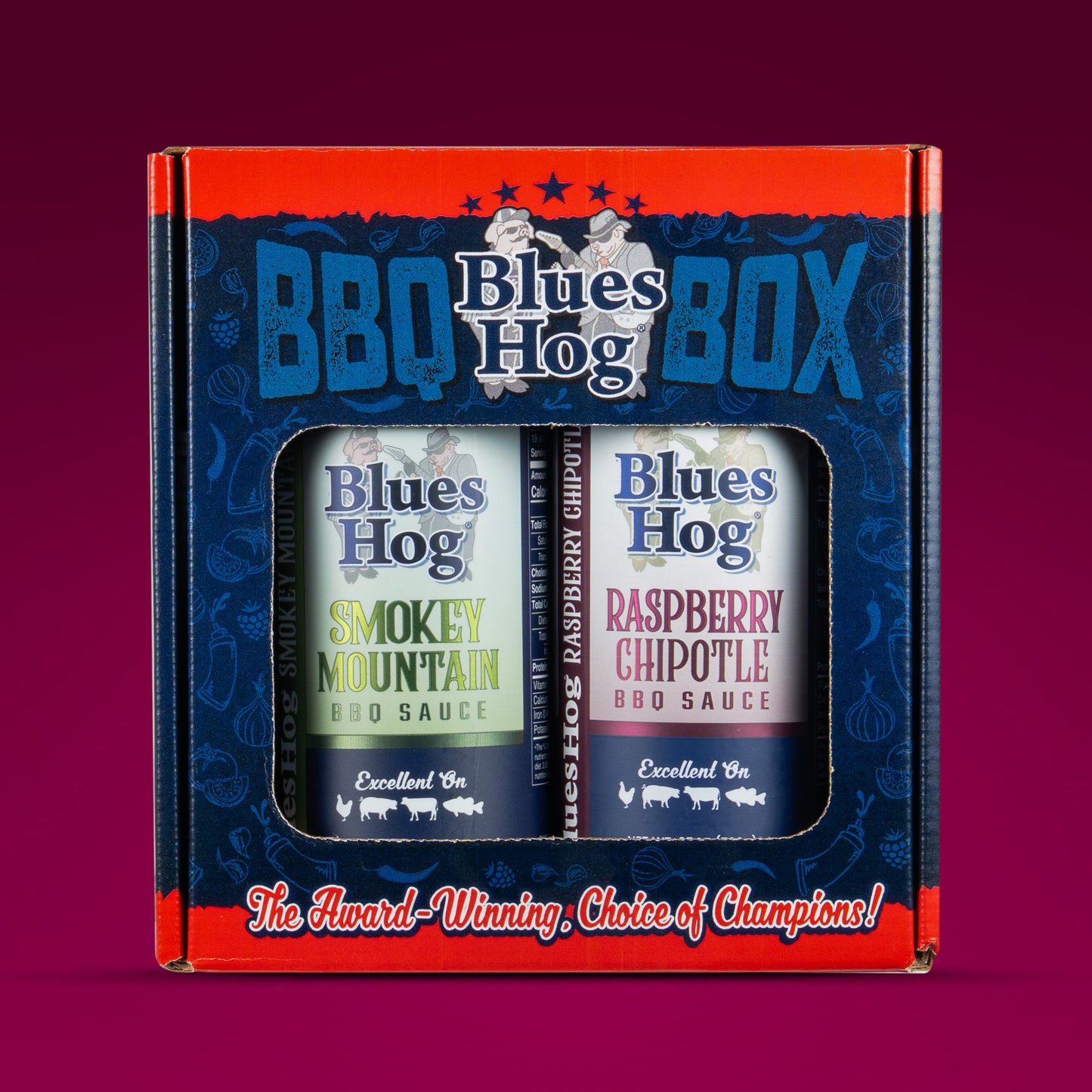Blues Hog Sauce BBQ Box  Raspberry Chipotle & Smokey Mountain Variety Pack - Blues Hog