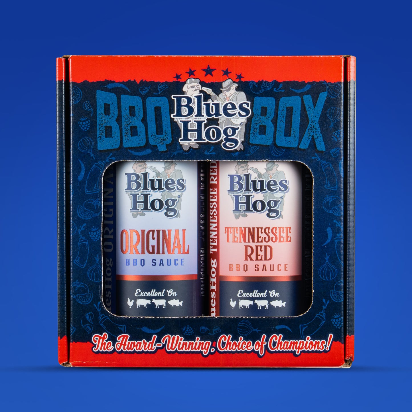 Blues Hog Sauce BBQ Box - Original & Tennessee Red BBQ Sauce Variety Pack - Blues Hog