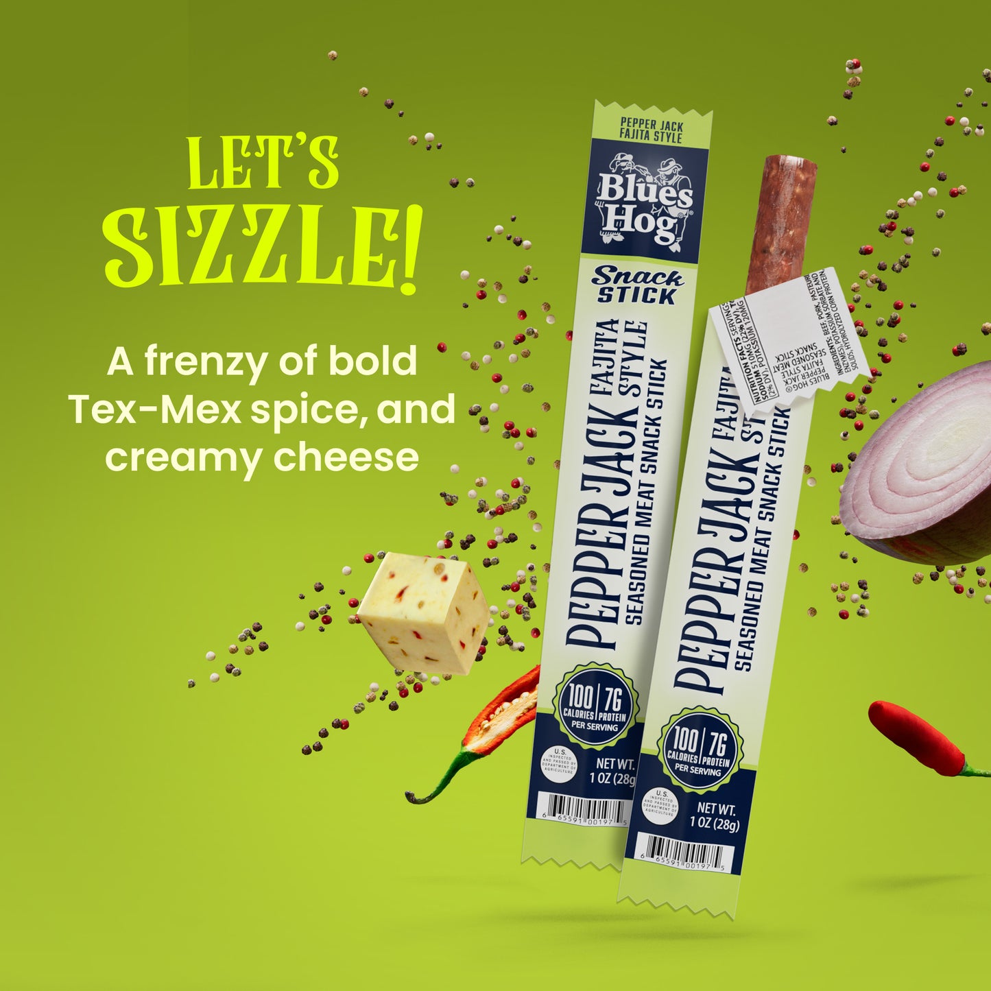 Pepper Jack Fajita Style Snack Sticks - Blues Hog