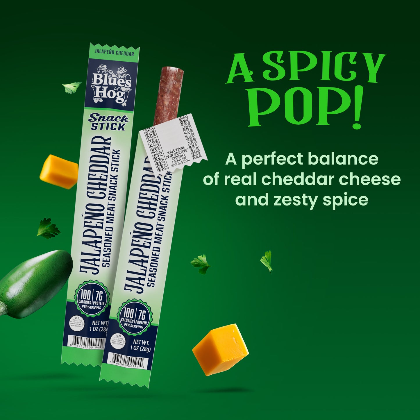 Jalapeño Cheddar Snack Sticks - Blues Hog